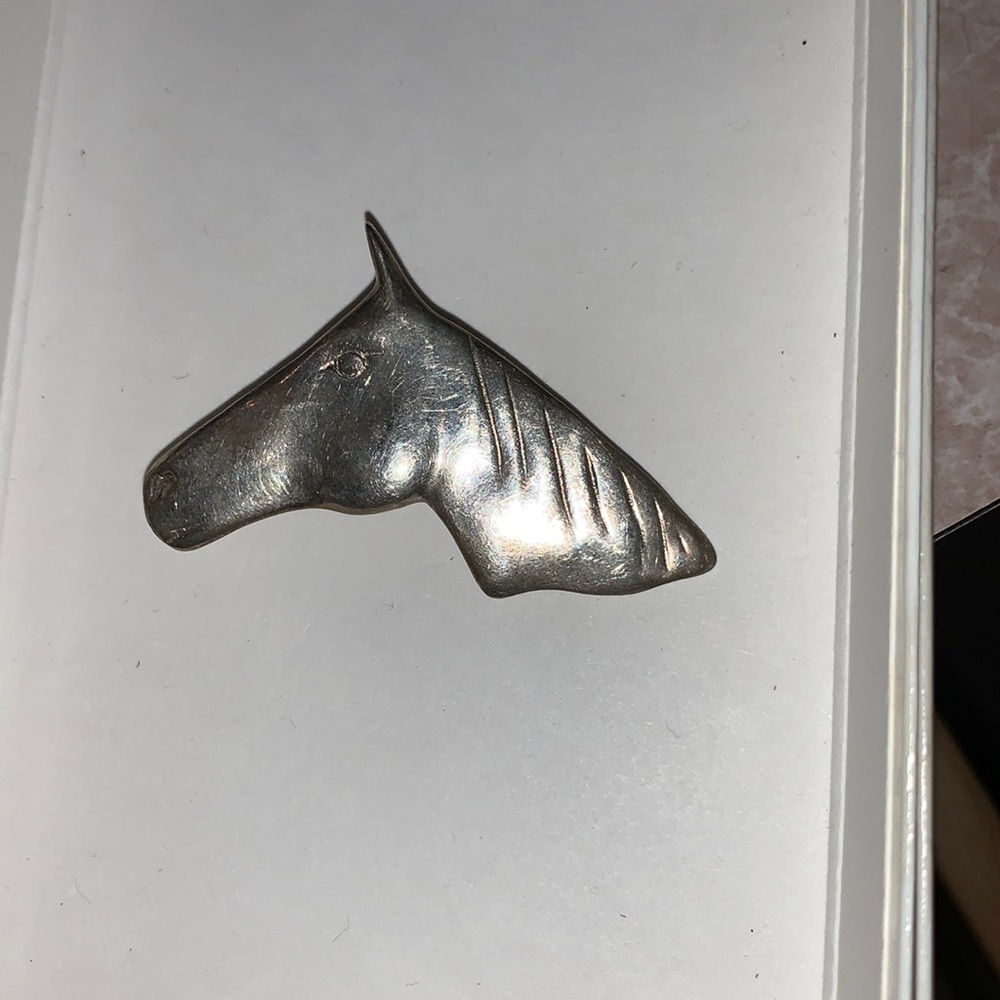 Temp hold!  Vintage Sterling silver Horse head pin
